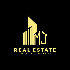 MJ Initials Real Estate Logo Vector Art  Icons  and Graphics