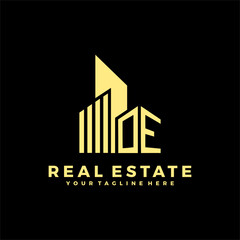 OE Initials Real Estate Logo Vector Art  Icons  and Graphics