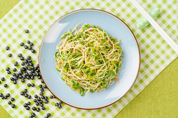 Korean bean sprouts on a green and fresh background