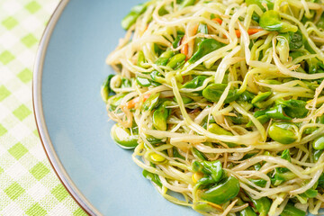 Korean bean sprouts on a green and fresh background