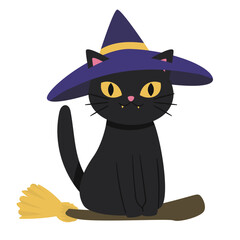 Black Halloween Cat Vector 