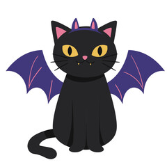 Black Halloween Cat Vector 