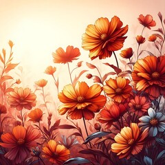 Fototapeta na wymiar orange flower isolated on transparent background cutout