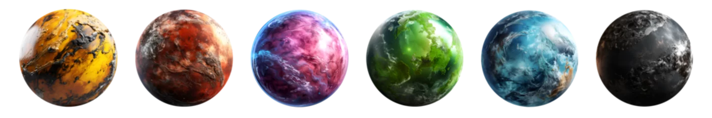 Foto op Plexiglas Set of realistic planets isolated on transparent background. Generative AI © SRITE KHATUN