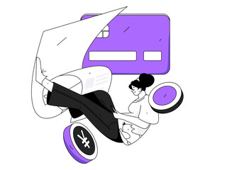 Internet financial management investment flat vector concept operation hand drawn illustration
