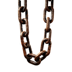 Rusty old chain isolated on white background cutout
