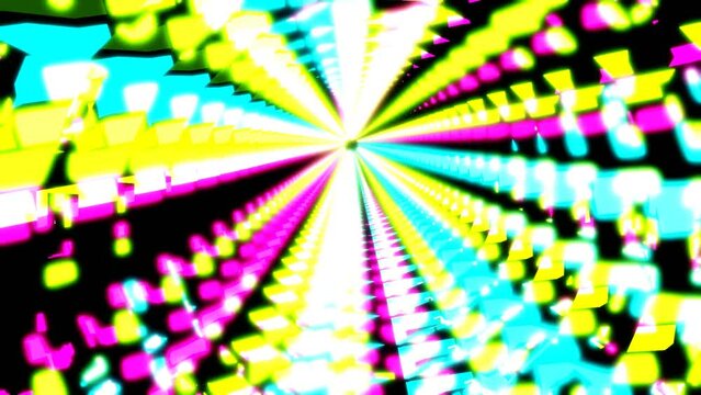 abstract background with lights , Bright Marquee Glow Colorful Tunnel Ride DJ Motion Background Loop