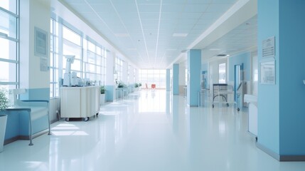 Naklejka na ściany i meble Empty Modern Hospital Corridor