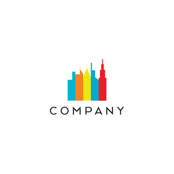 Urban real-estate building city colorful multicolor Logo Design, Brand Identity, flat icon, monograph, business, editable, eps, royalty free image, corporate brand, creative