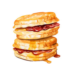 Watercolor Sausage Muffin Illustration - Delicious Fast Food Art