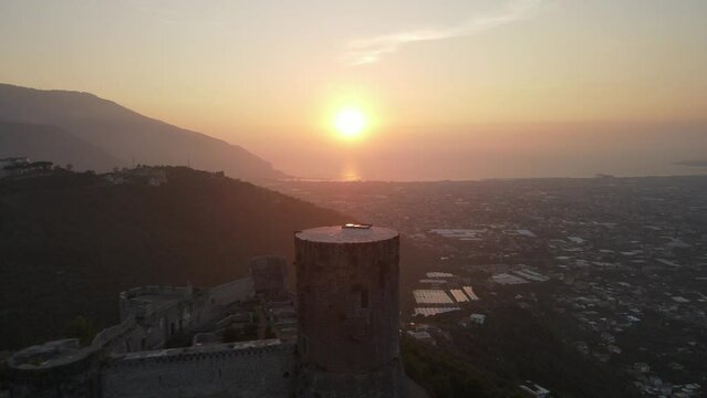 A castle in south od Italy was a military structure in city of Lettere, in use from the 10th century. From here it is possible to see the entire wonderful Gulf of Naples