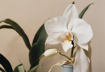 White Orchid in Detail, 
Orchid Closeup Shot, 
Graceful Orchid Blossom