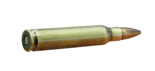223 caliber rifle ammo on transparent background	