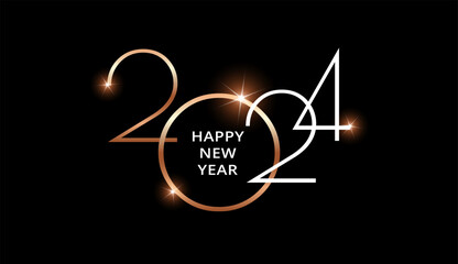 Business 2024 Happy New Year background gold and black - elegant business company design minimal style