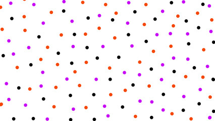 Halloween violet, orange and black polka dot background. Seamless holiday pattern. Flat lay, top view