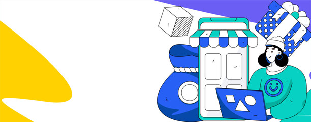 Use red envelopes to attract new customers and promote activity. Flat vector character concept illustration
