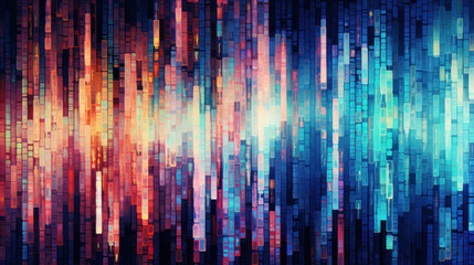 Colorful Retro VHS Scanlines Texture Meet Modern Glitches, TV Signal Static Noise With Digital Distortions,Transparent Overlay Pattern. Television Screen or Video Game Pixel Glitch Damage Background T - obrazy, fototapety, plakaty
