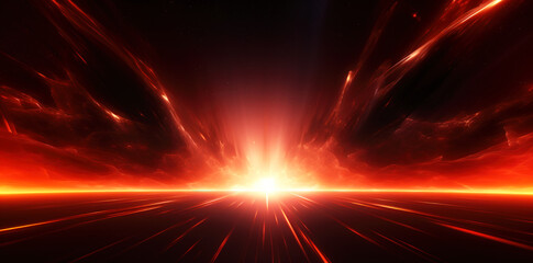 Red futuristic technology background with organic motion. Warp speed concept. 