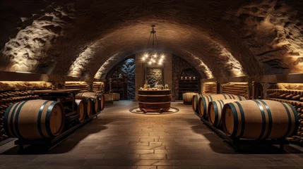 Fotobehang Interior of an underground wine cellar © Fly Frames