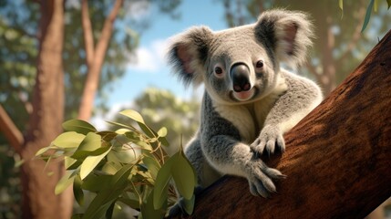 Obraz premium Koala on eucalyptus tree