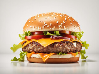  Fresh tasty burger isolated on whites background