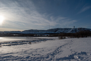 View of the iron ore mine Kirunavaara in Kiruna, Swedish Lapland.