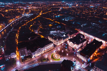 Oradea romania tourism aerial a stunning aerial view of a historic European city illuminated at night