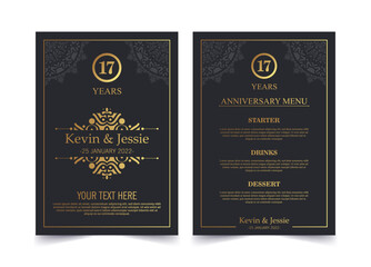 Luxury 17th anniversary menu design