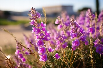 Naklejka premium Linarias field of lavender