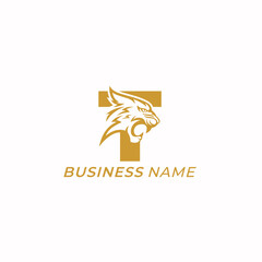 design logo combine letter T and wild tiger