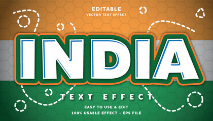 india editable text effect with modern and simple style