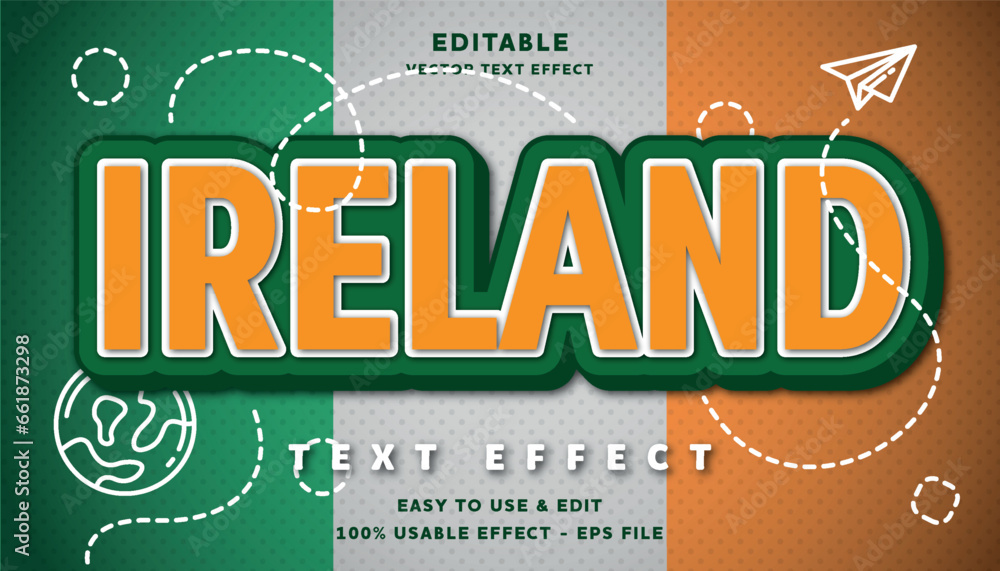Poster ireland editable text effect with modern and simple style