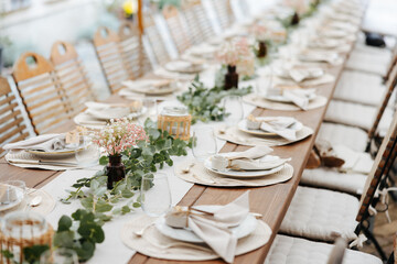 Beautiful table decoration at barn wedding