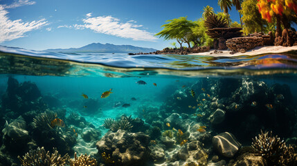 Underwater Wonderland: Explore the vibrant colors of an underwater coral reef, teeming with marine life.