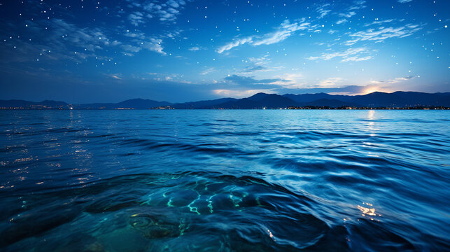 Moonlit Serenity: The full moon's glow reflects on the calm ocean, creating a serene and magical atmosphere.