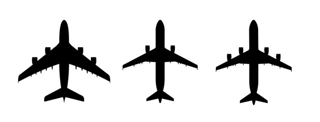Set of silhouette of airplane