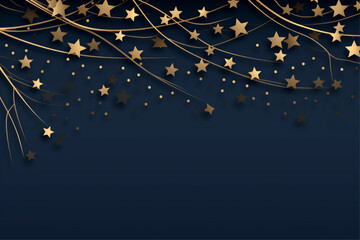 merry christmas background with pine branches and gold stars illustrations - obrazy, fototapety, plakaty