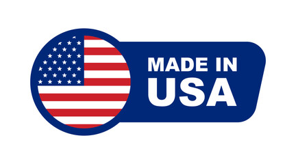Made in USA labeling. Made in USA label. American product emblem. USA quality emblem. Vector illustration.