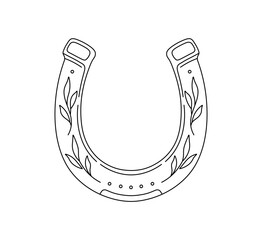 Vector isolated one single simple symmetrical ornate horseshoe colorless black and white contour line easy drawing