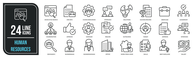 Human resources thin line icons. Editable stroke. For website marketing design, logo, app, template, ui, etc. Vector illustration.