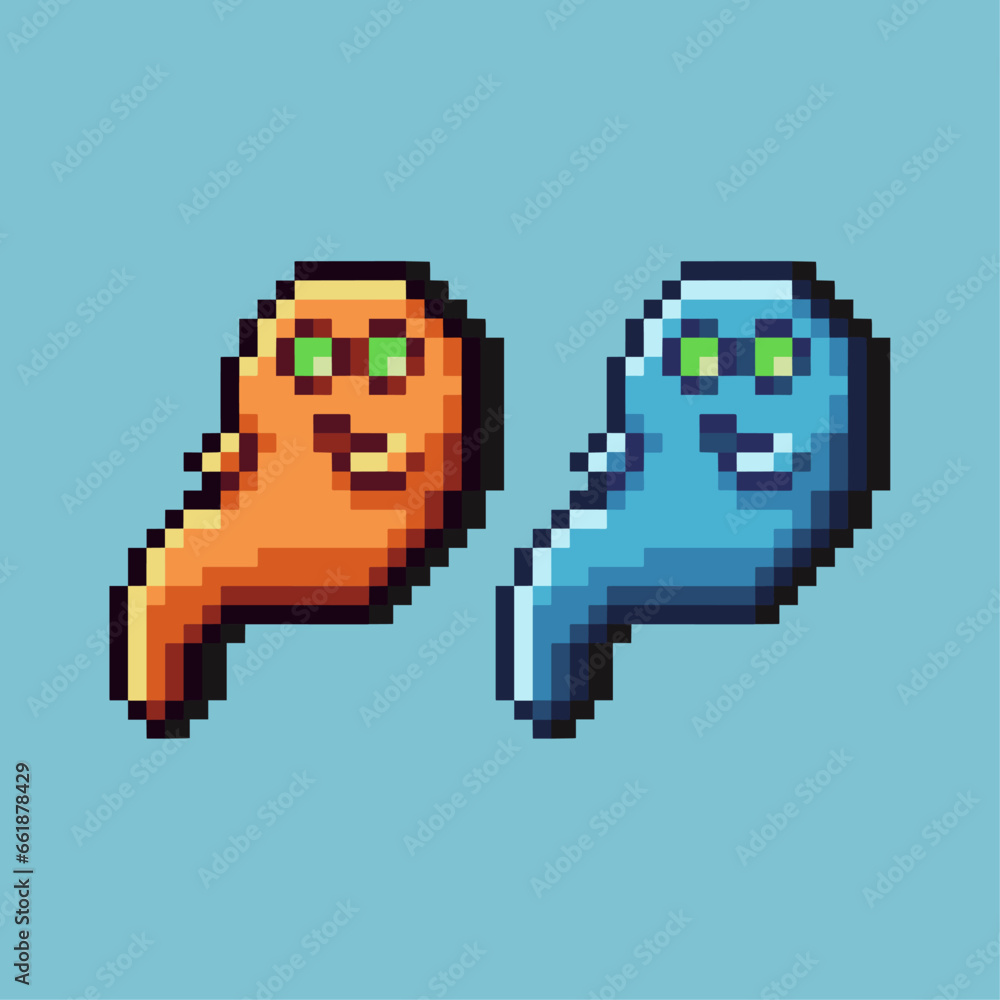 Poster isometric pixel art 3d of gold ghost for items asset. ghost on pixelated style.8bits perfect for gam