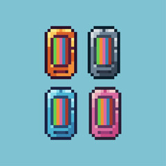 Pixel art sets of gold handphone with variation color item asset. Simple bits of handphone tech on pixelated style. 8bits perfect for game asset or design asset element for your game design asset.