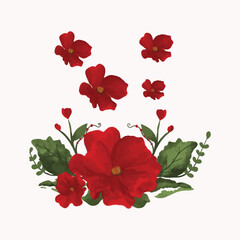 red flower watercolor illustration