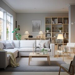 contemporary home interior design concept beautiful living room design in natural color scheme with bright and clean cosy comfort house beautiful design background