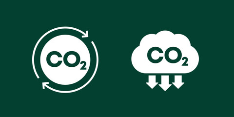 carbon offset and co2 gas reduction icons