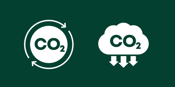 carbon offset and co2 gas reduction icons