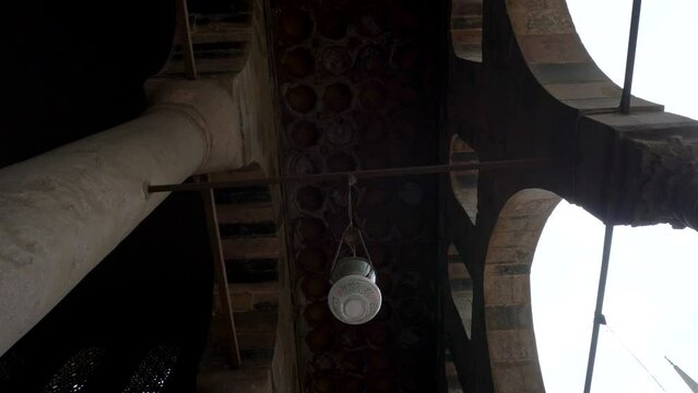 Cairo, Egypt Muhummad Ali mosque corridor ceiling details design with islamic geometric pattern and arch