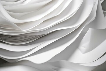 Closeup of layered white paper sheets. Generative AI