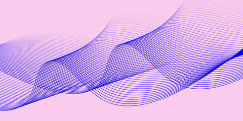lines Technology abstract lines on blue background. Undulate blue  Wave Swirl, frequency sound wave, twisted curve lines with blend effect