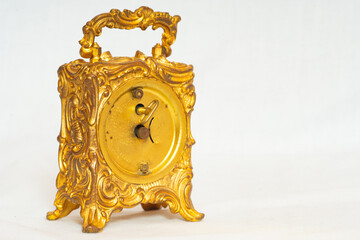 Antique Victorian Clock Gold Gilt Carriage Clock Art Nouveau